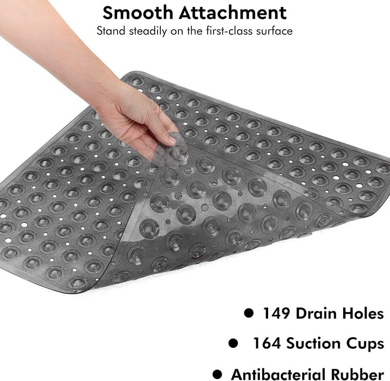 ADO Shower Mat Non Slip, 21x21 inch Square Shower Mats for Inside Shower, Anti-Slip Safety Bathroom Mat with Strong Secure Suction Cups and Drain Holes, Machine Washable (Black) - Image 4